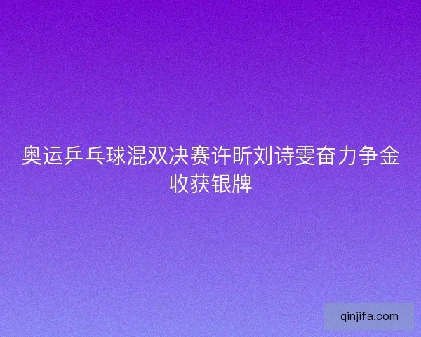 奥运乒乓球混双决赛许昕刘诗雯奋力争金收获银牌
